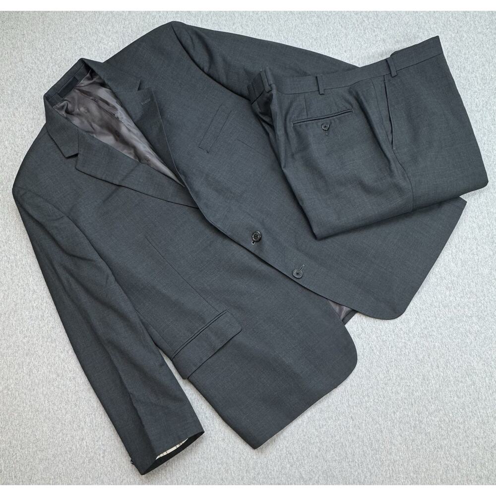 Lauren Ralph Lauren Suit Men 50L Gray Wool Blend Pants 44x29 Black Label - 2 Pcs